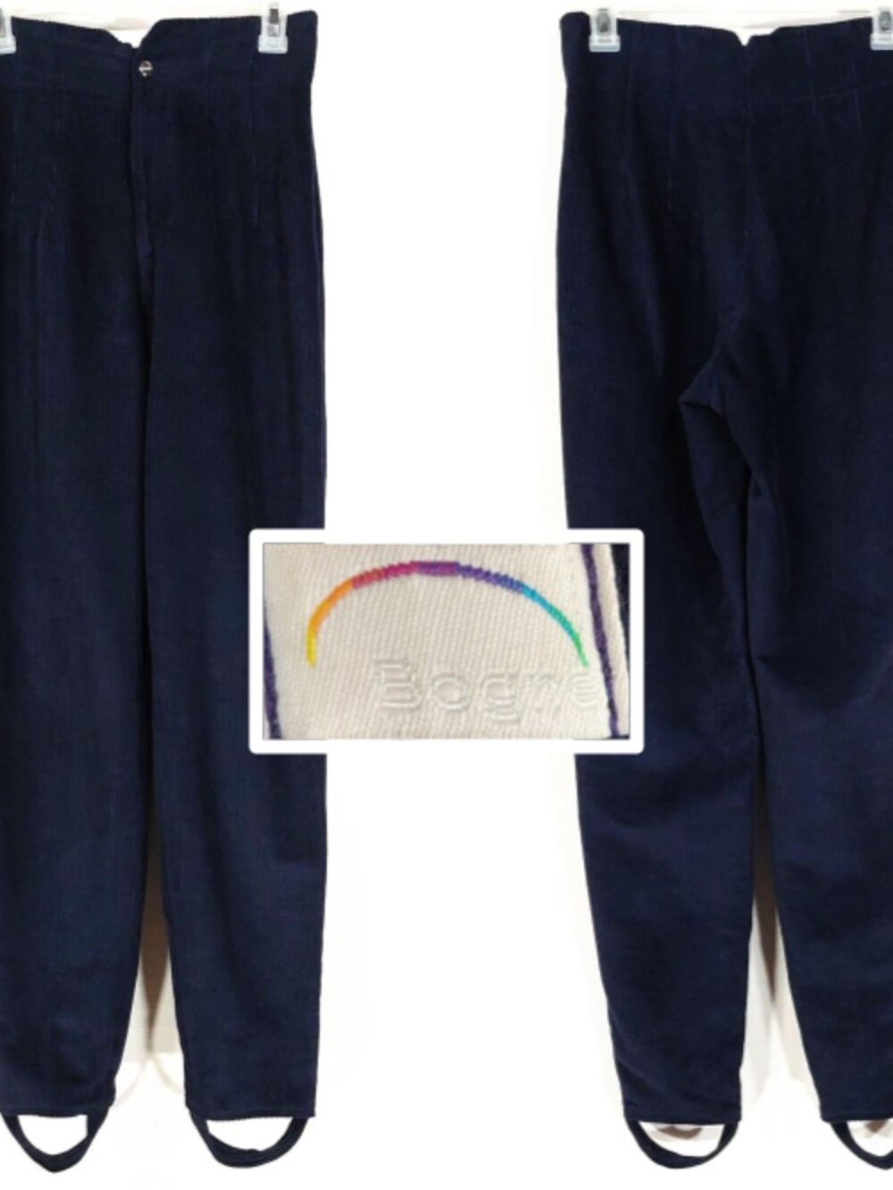 Vintage Bogner Stirrup Ski Pants Womens 28x29, Ultra High Rise, Corduroy Tapered
